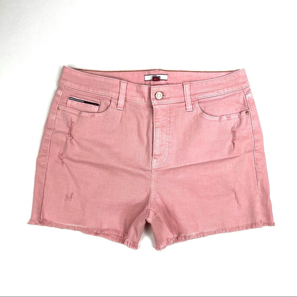 Pale Pink Tommy Hilfiger Distressed High Waisted Shorts